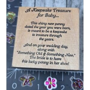 Peddler's Pack Keepsake Treasure For Baby Wedding Day Rubber Stamp Wood #U6